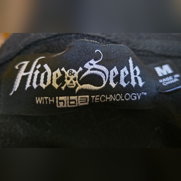 Hide ☠️ Seek Black Hoodie w/Blue Accents Headphones hood Strings SzM - Picture 7 of 7